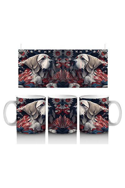 Luluyen كلاب أنيقة على شكل زهور داكنة في الأمام - كوب قهوة مطبوع