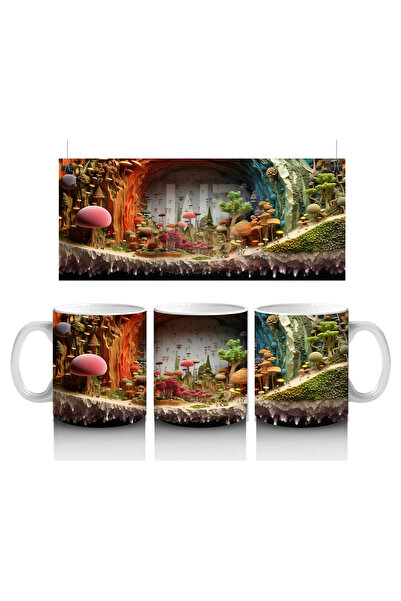 Luluyen منظر غابة خيالي مزين بالأفواج الملونة - كوب قهوة مطبوع