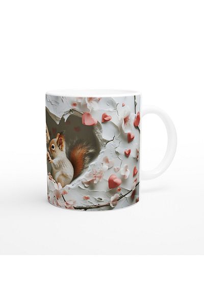 Luluyen Squirrels Looking at the Heart Cracked Themed Printed Mug