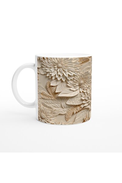 Luluyen كوب كوب مزخرف بالزهور الكريمية