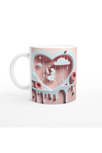 Generic Brand Cloudy Heart Inside Mother and Child Swing Design Mug