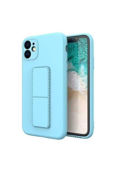 Bibilel Protective Case with Magnetic Metal Stand for iPhone 12 Pro Max, Silicone, Light Blue