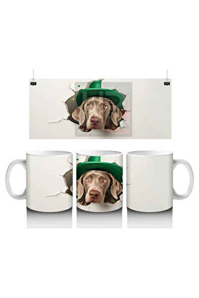 Luluyen كلب مبتسم مع قبعة سانت باتريك – كوب قهوة مطبوع