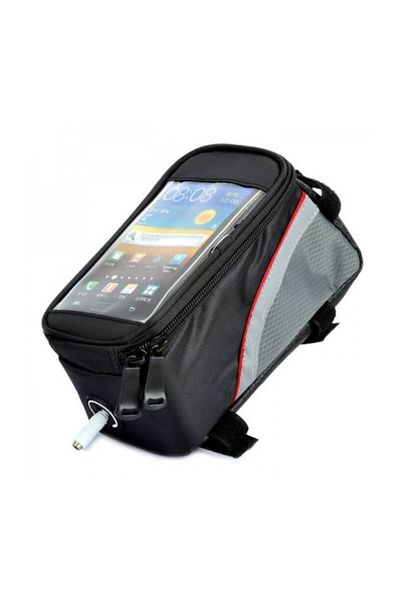 Bibilel Geantă de bicicletă cu husă de telefon impermeabilă și cablu convertor, suport pentru cadru, compatibilitate universală, Re