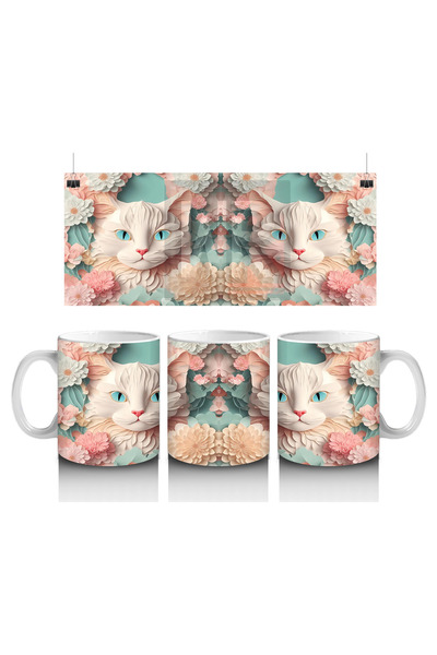 Luluyen قطط صغيرة مع تأثير مرآة الزهور – كوب قهوة مطبوع