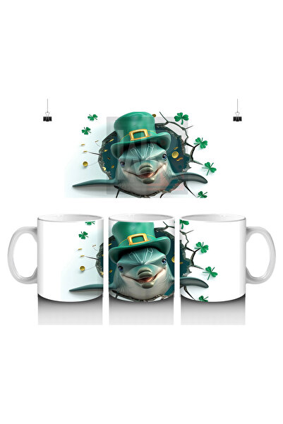 Luluyen دمية دولفين مبهجة مع قبعة القديس باتريك - كوب ثلاثي الأبعاد بموضوع جد...