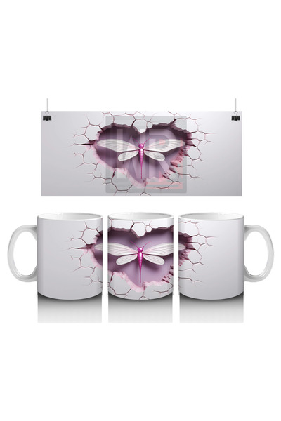 Luluyen الخنفساء ذات الأجنحة الوردية في وسط الجدار المكسور – كوب قهوة مطبوع