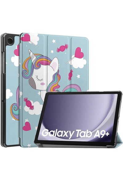 GERICOM Protective Case for Samsung Galaxy Tab A9 Plus, Stand Function, Faux Leather, Unicorn Design