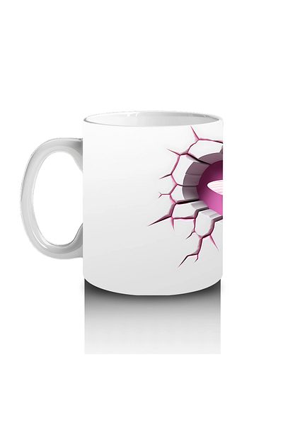 Luluyen Dragonfly with Heart on Cracked Pink Wall – Printed Coffee Mug