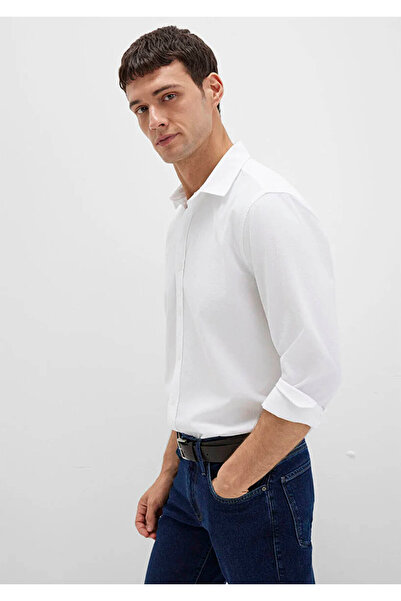 Mavi Cămașă albă pentru bărbați cu mânecă lungă M0211673-85310