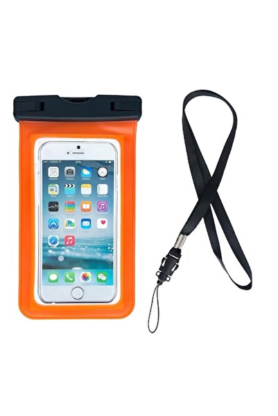 SOHO Underwater case with lanyard for smartphones and devices up to 6.7 inch, Transparent orange