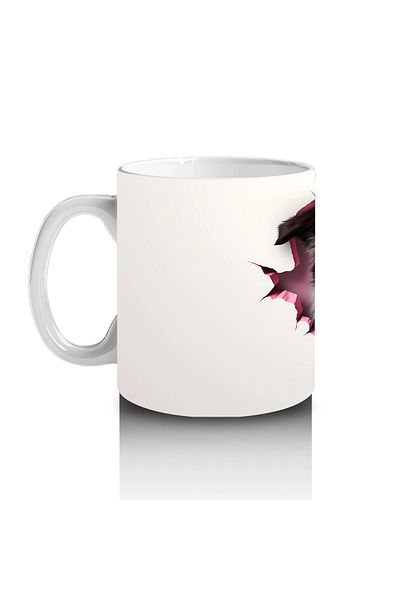 Luluyen Smiling Dog with Pink Ripped Effect Pattern – Printed Mug