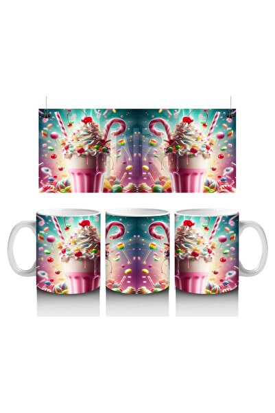 Luluyen كوب مزخرف بنمط كوكتيل الحليب مع حلوى ملونة تحب الأطفال الحليب