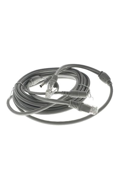 Bibilel Extension Cable for Network and Power, 2 x RJ45, 2 x 2.1x5.5mm, 15m, Gray