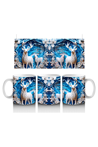 Luluyen الغزلان البيضاء بين الغابات المتجمدة – كوب قهوة مطبوع