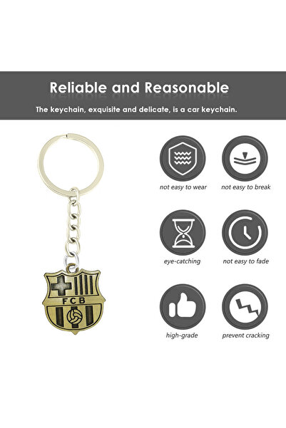 Barcelona Shield Emblem Metal Keychain with Durable Chain – 9.5cm x 2.5cm