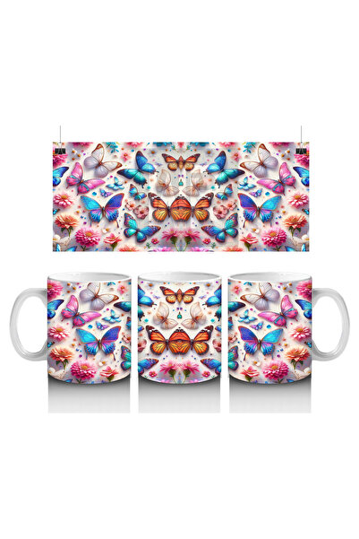 Luluyen كوب فني على شكل فراشة ملونة - كوب مطبوع