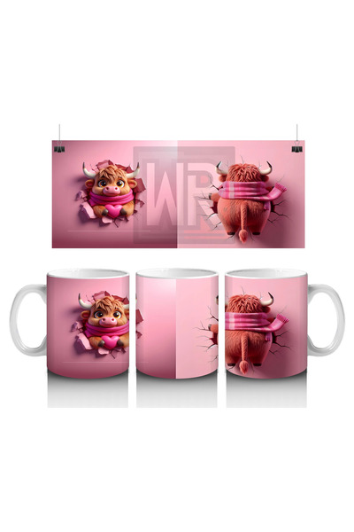 Luluyen دمى دببة على خلفية وردية – كوب قهوة مطبوع