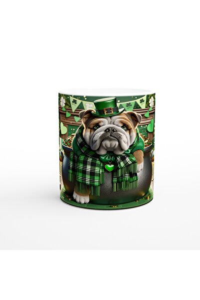 Luluyen كوب مطبوع عليه شعار بولدوج في لعبة الحظ مع قبعة سانت باتريك