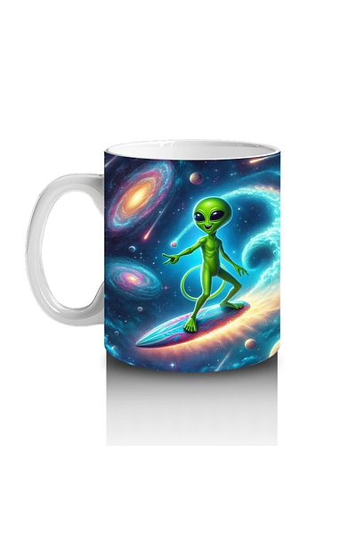 Luluyen Alien Surfing in Space Mug Cup That Makes Children Love Milk