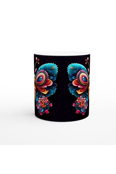 Luluyen Neon Colored Rainbow Butterfly Mug