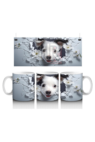 Luluyen كوب كلب سعيد ينظر من خلال زهور الياسمين