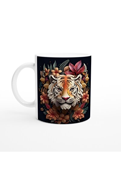Luluyen Artistic Mug with Floral Tiger Design