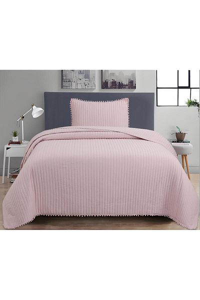 Violacasa Asian Pompom Single Bedspread Set Powder