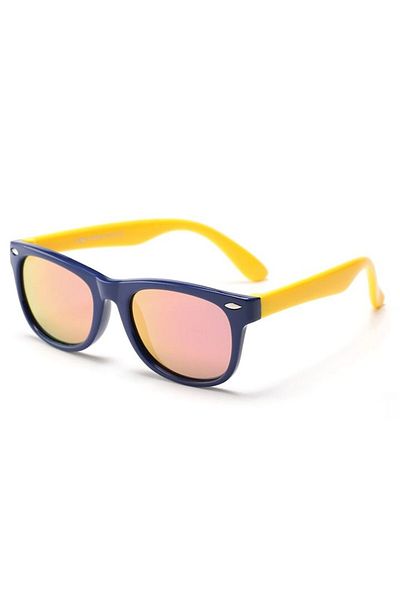 GERICOM Kids' Sunglasses with Polarized Lenses and UV 400 Protection, Ages 3-12, Square Shape, Blue-Yellow