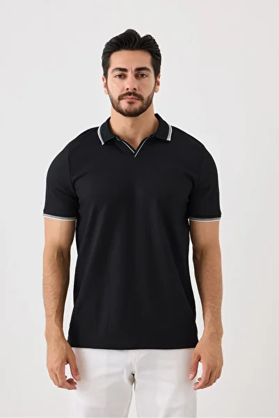 Yardalı Short Sleeve Men's T-Shirt - Polo Neck, Non-Pulling, Flexible, Iron-Free, Pilling-Free Soft Fabric Brion