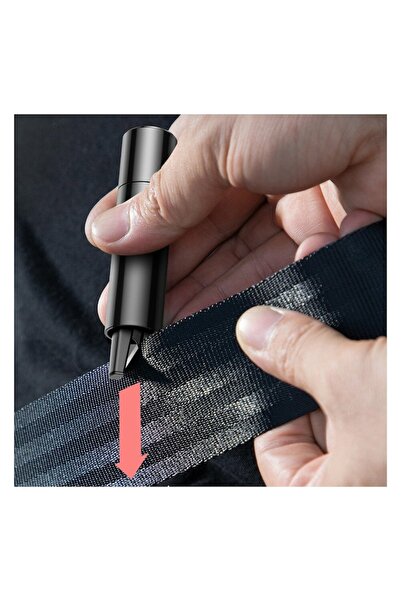 GERICOM Instrument de siguranță auto — tăietor de centuri de siguranță cu ciocan pentru geamuri, metal, negru