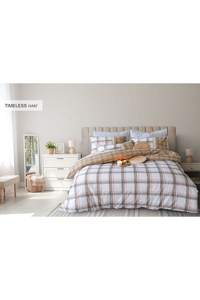 Violacasa Double Cotton Duvet Cover Set Timeless Khaki