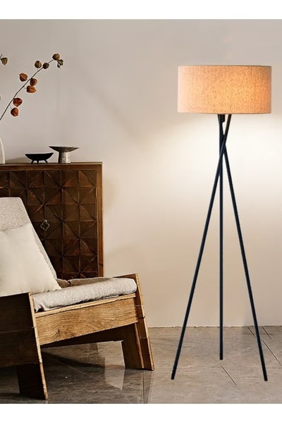 Primo Plus 3 Color Temperature Led Tripod Floor Lamp With Linen Shade And Adjustable Angle With Remote Control
