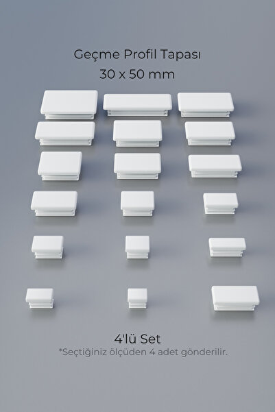 wooden lane studio 30X50 mm 4'lü Beyaz Kare İçten Geçmeli Plastik Profil Tapa...