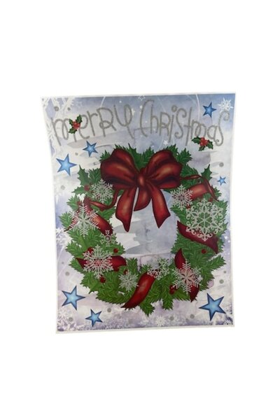 Bibilel Kids Christmas Decorative Sticker, Mistletoe Wreath and Stars, 38 x 30 cm, White