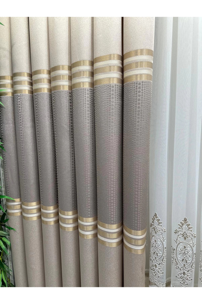 NİVEMESHOME Mizrakli Ft632256 V-5202 Vi̇zon 1/3 Close Pile Background Curtain Apm
