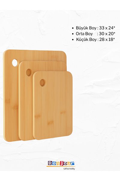 Bonjour Gift & Hobby Mien 3-Piece Bamboo Fruit & Vegetable Cutting Board