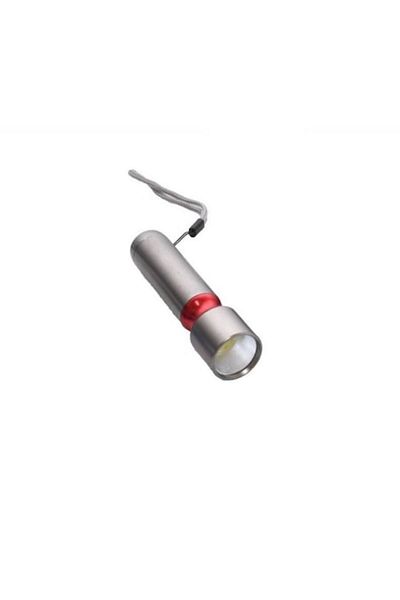 Bibilel Mini Lanterna metalica LED COB, alimentare cu baterii 3x R3, 11,5 x 3 cm, Argintiu Rosu