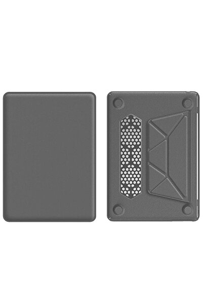 CepteToptan Myt09 MacBook Air 15 2024 Compatible MacBook Leather Cover - Gray