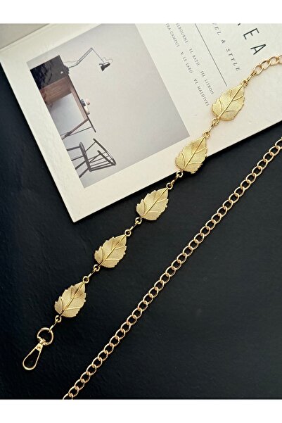 TABA BUTİK حزام نسائي ذهبي قابل للتعديل مع تفاصيل أوراق الشجر