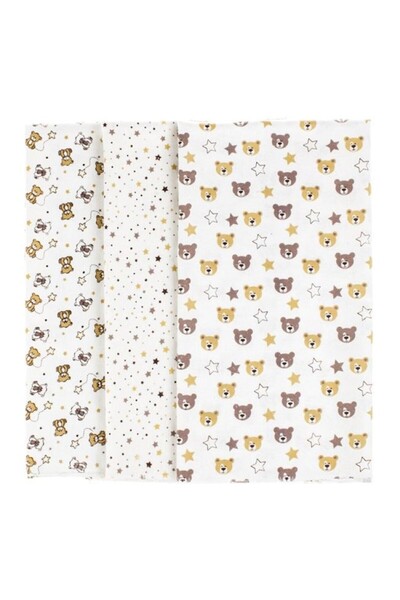DAsiNU Σετ βαμβακερών σεντονιών με μοτίβο αρκούδες και αστέρια 80x80cm 3 τεμάχια