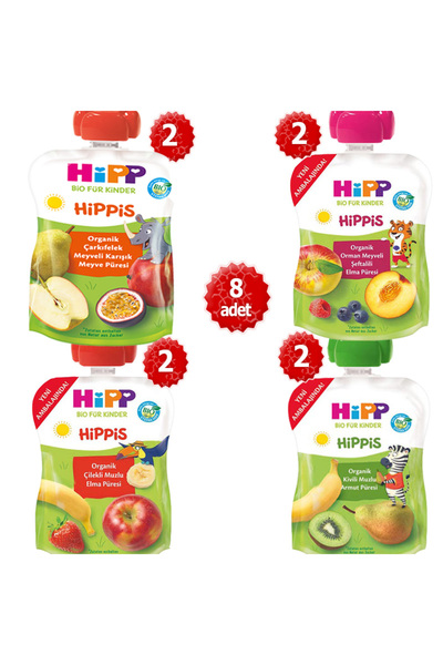Hipp Organik x 8 Adet Karışık Meyve Püreleri 100 gr
