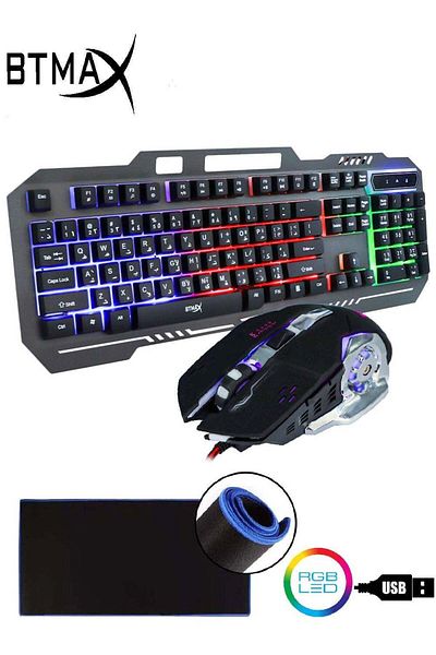 BTMAX Gaming Keyboard and Mouse Bundle with RGB Lighting and USB Connection