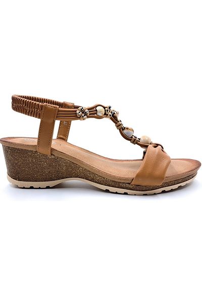 Guja 25Y151 Women's Camel Tan Stone Beaded Thick Padding Sole Orthopedic Summer Daily Sports Sandals