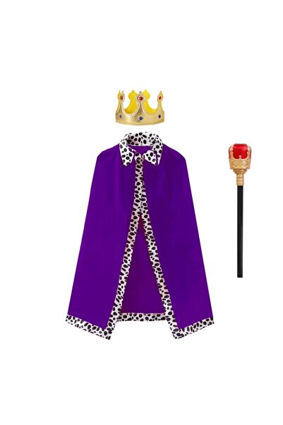 EvrikaUnity Set Accesorii Rege pentru Copii - Pelerina, Coroana si Sceptru, E...