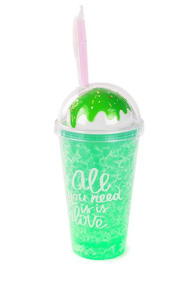 peanelife All You Need Is Love Themed Glass with Lighted Straw