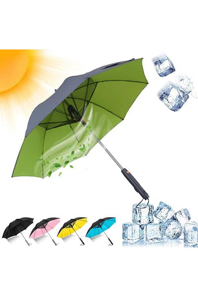 Generic Parasol - Long Handle Umbrella with Fan, Sun Umbrella Built in Fan and Mister System