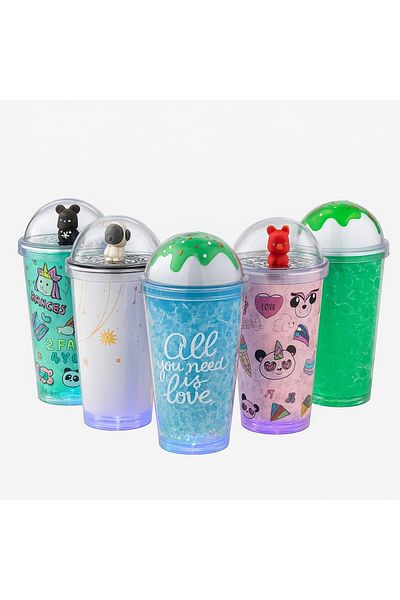 peanelife Princess Themed Glass with Lighted Straw