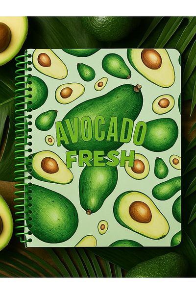 Deco Elit Avocado Fresh Themed Spiral Line Notebook – 80 Sheets / 160 Pages – 18X24 cm