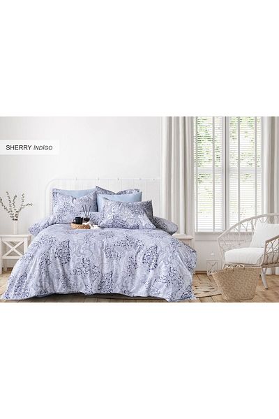 Violacasa Double Cotton Duvet Cover Set Sherry Indigo